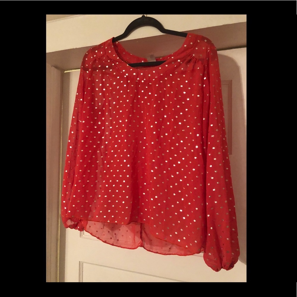 Sheer Orange Polka Dot Top